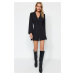 Trendyol Black Belted Jacket Collar Zipper Detailed Mini Woven Jumpsuit