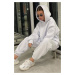 Madmext Oversized Women's Tracksuit Set With Ecru Hoodie