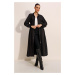 Bigdart Women's Black Zippered Long Trench Coat 5912