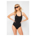 Trendyol Black Decollete Regular Swimsuit