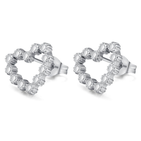 Dámske Oceľové puzetové náušnice so srdiečkom Strieborné
