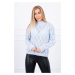 Sweater with high neckline and diamond pattern in blue