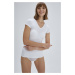 Dagi White V-Neck Combed Cotton Short Sleeve Women&#39;s T-shirt