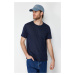 Trendyol Navy Blue Regular/Normal Fit Pocket Linen Look Short Sleeve T-Shirt