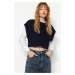 Trendyol Navy Blue Crop Crew Neck Knitwear Sweater