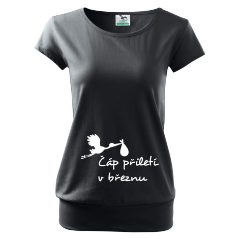 Tehotenské tričko s potlačou Bocian priletí - vtipný motív na triko