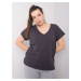 Women's V-shirt with graphic V-neck in oversized sizes