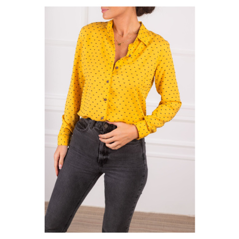 armonika Women's Mustard Pattern Long Sleeve Shirt