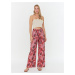 Pink Wide Patterned Pants Trendyol - Women