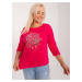 Plus-size fuchsia blouse with a round neckline