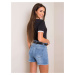 Blue high waist denim shorts