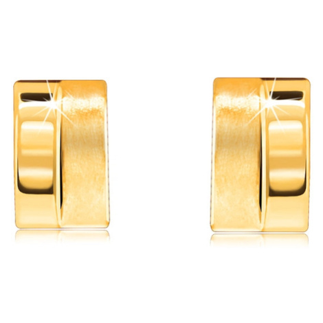 Náušnice zo zlata 585 - oblúčik rozdelený na polovicu, lesklý a matný povrch