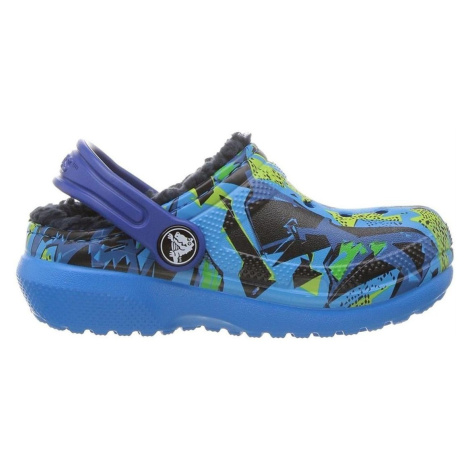 Crocs  KID'S CLASSIC FUZZ LINED GRAPHIC CLOG  Sandále Modrá