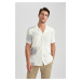 DEFACTO Modern Fit Polo Neck Printed Woven Short Sleeve Shirt