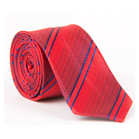 Červená kravata s modrým prúžkom