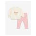 LC Waikiki Crew Neck Long Sleeve Printed Baby Girl Sweatshirt and Tights 2-Piece Set