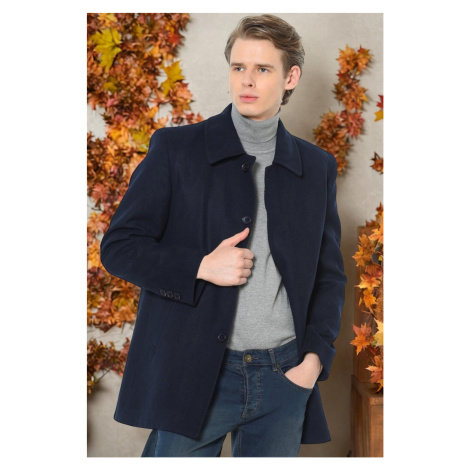 PLT8206 DEWBERRY MEN'S COAT-PLAIN NAVY BLUE