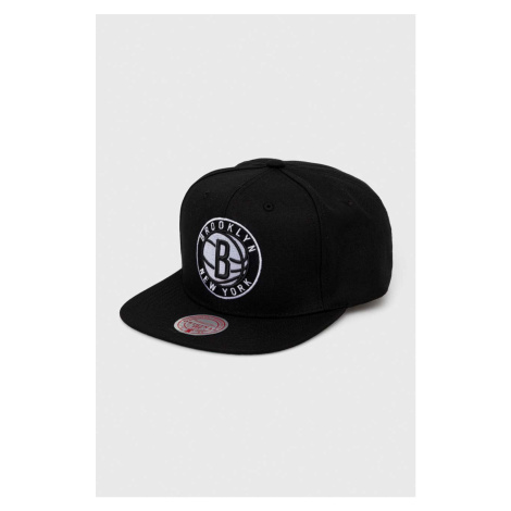 Šiltovka Mitchell&Ness Brooklyn Nets čierna farba, s nášivkou