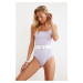 Trendyol Lilac Textured Belt Detailed Swimsuit