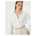 Koton Crop Shirt with Elastic Waist Buttons Cotton Standard Cut