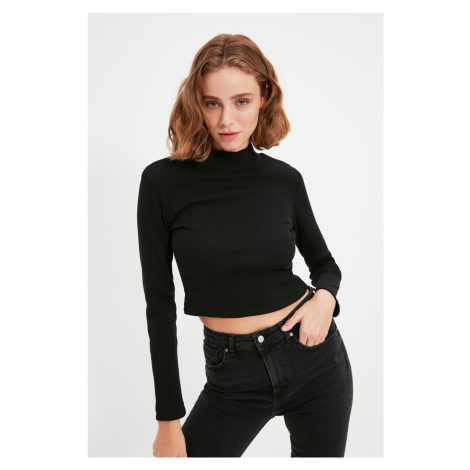 Trendyol Black Recycle Ribbed Knitted Blouse