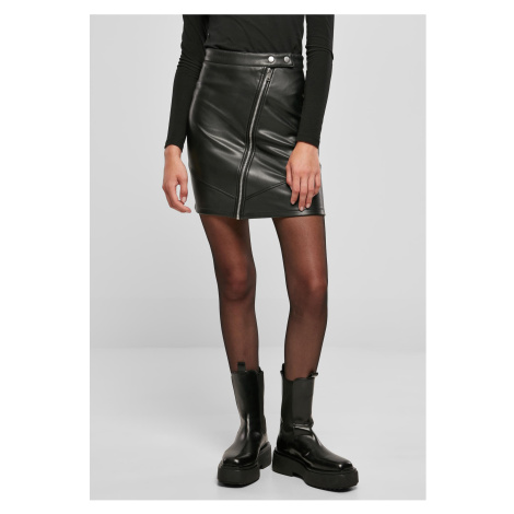 Women's biker skirt made of synthetic leather black Urban Classics