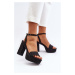 Black Acrana High Heeled Denim Sandals