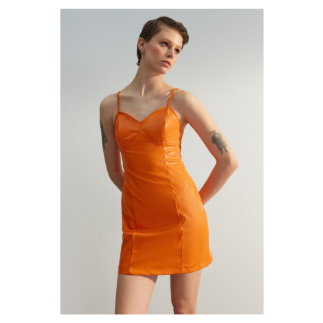 Trendyol Orange Mini Woven Piping Detailed Woven Dress