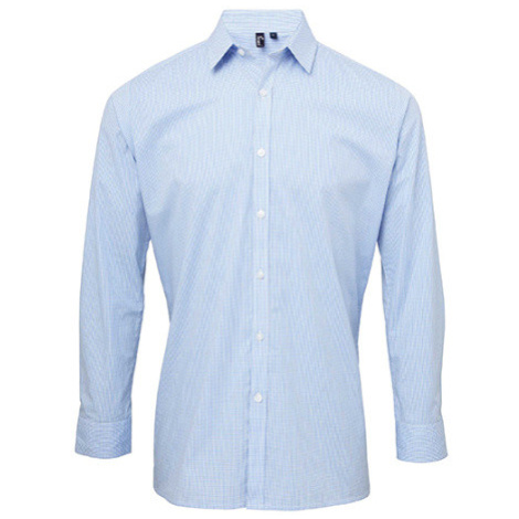 Premier Workwear Pánska bavlnená košeľa s dlhým rukávom PR220 Light Blue -ca. Pantone 7451