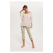 Women's pyjamas Indonesia 3/4 sleeve, 3/4 legs - beige/print