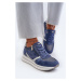 Women's platform sneakers with openwork pattern and glitter INBLU Blue