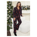 Trendyol Black-Multicolor Heart New Year Themed Viscose Woven Pajamas Set with Piping Detail