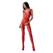 Passion BS062 red - Bodystocking Farba: Červená