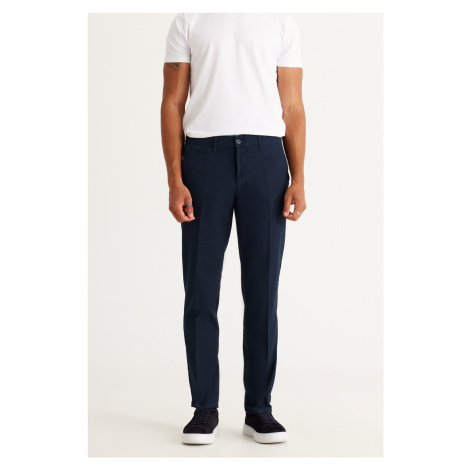 ALTINYILDIZ CLASSICS Men's Navy Blue Comfort Fit Relaxed Fit Side Pocket Flexible Dobby Trousers