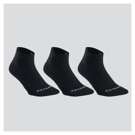 Stredne vysoké tenisové ponožky RS 100 3 páry čierne ARTENGO