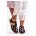 Women's Flat Sandals with Zirconia Black Ascot