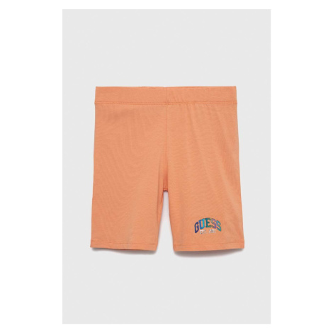 Detské krátke nohavice Guess oranžová farba, jednofarebné