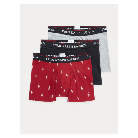 Sada troch pánskych boxeriek v čiernej, svetlošedej a červenej farbe Polo Ralph Lauren