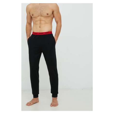 Pyžamové nohavice HUGO pánske, čierna farba, jednofarebná Hugo Boss