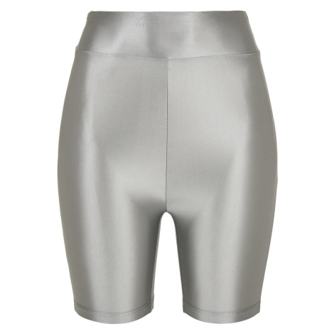 Women's Shiny Metallic High-Waisted Cycling Shorts - Dark Silver