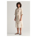 ŠATY GANT REL PALM PRINT LINEN SHIRT DRESS DRY SAND