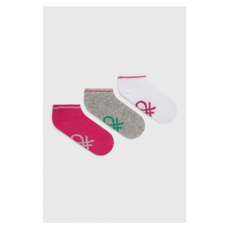 Detské ponožky United Colors of Benetton 3-pak ružová farba