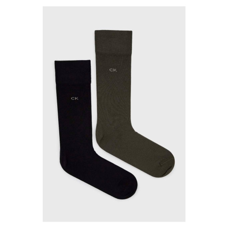 Ponožky Calvin Klein 2-pak pánske, zelená farba, 701218631
