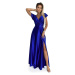 Satin long dress with a Numoco neckline