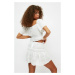 Trendyol White Stripe Detailed Scalloped Embroidered Skirt