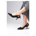 Mio Gusto Drop Black Color Suede Women's Short Heeled Shoes