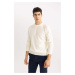 DEFACTO Standard Fit Regular Cut Crew Neck Mouline Patterned Knitwear Sweater