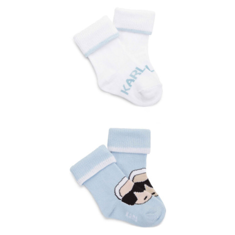 KARL LAGERFELD Súprava 2 párov vysokých detských ponožiek Z90047 Modrá