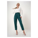 Trend Alaçatı Stili Women's Walnut Green High Waist Carrot Pants