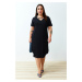 Trendyol Curve Black Cross Rope Detailed Midi Knitted Dress